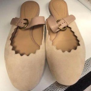CHLOE Lauren Scalloped Suede SlipOn Ballet Flat Shoes